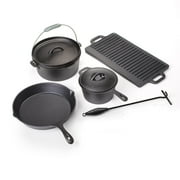 Prospector's Iron Cookware Camping Dutch Oven Set 8 Pieces Wood Box