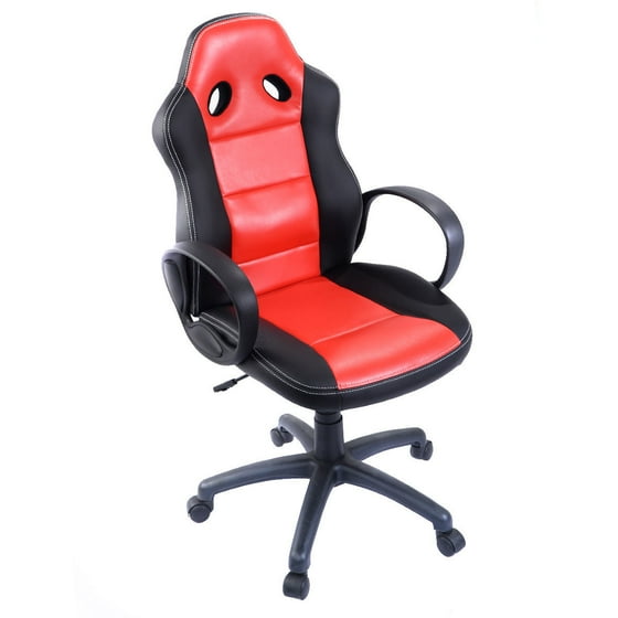 Costway High Back Race Car Style Bucket Seat Office Desk Chair Costway High Back Race Car Style Bucket Seat Office Desk Chair Gaming Red