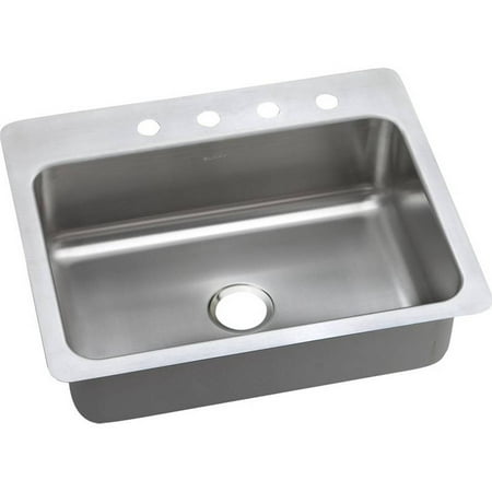 - Elkay DSESR127224 Dayton Elite Stainless Steel Single Bowl Dual-Mount Sink with 4 Faucet Holes, Elite Satin