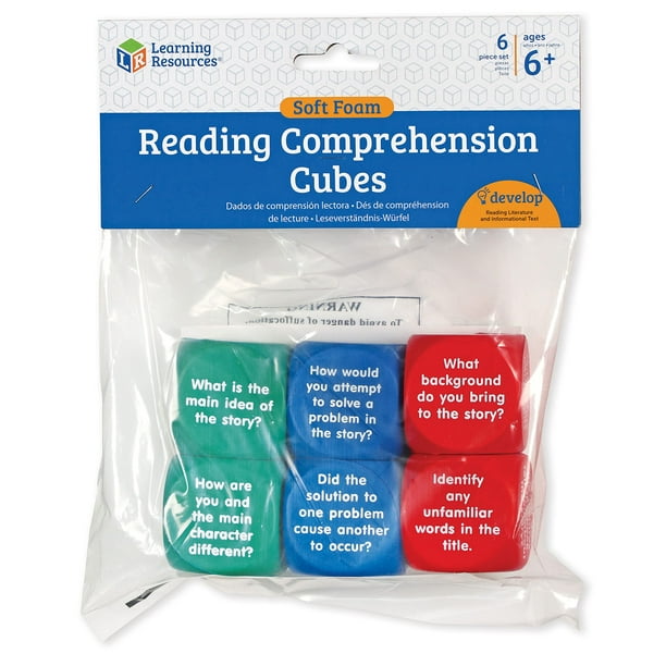 Cubos de comprensión lectora, recursos de aprendizaje, juego de 6
