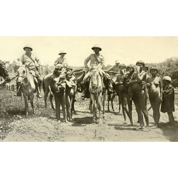 Roosevelt-Rondon Expedition Encounters Friendly Nhambiquara Indians On The Plateau. Colonel Candido Rondon History (24 x 18)