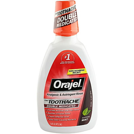 2 Pack - Orajel Analgesic and Astringent Rinse Double Medicated for Toothache, 16