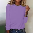 thumbnail image 2 of CEHVOM Blouse d'Été Décontractée à Manches Longues pour Femmes Col Rond Hauts Unis T-Shirt Liquidation, 2 of 4