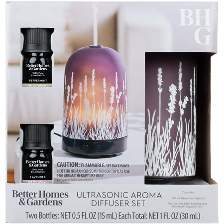 Better Homes & Gardens 3 Piece Diffuser Set, Lavender Fields, 100 mL