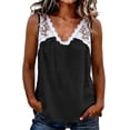 thumbnail image 2 of ClodeEU Women's Lace Trim V Neck Sleeveless Tank Top, Casual Loose-Fit Blouse, Soft Summer Cami with Lace Black,Women's Plus L, 2 of 6