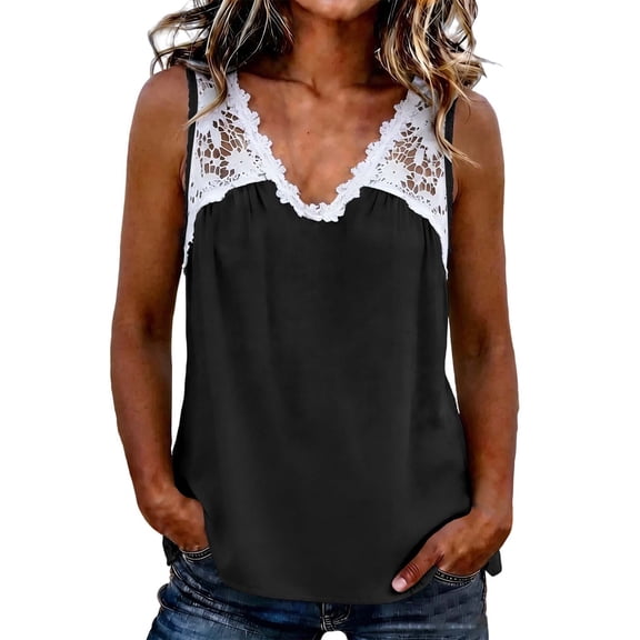 Ecqkame Womens Linen Tank Tops Crew Neck Sleeveless Lightweight Blouse Summer Solid Color Casual Loose Shirts Black XXL