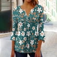 thumbnail image 2 of Camisetas de Cuello en V Mujeres, Impreso 3/4 Manga Blusa Casual Hecha de Cómodo Estante de Imitación para Toda la Temporada de Uso Diario, Camisetas Casuales de Mujer, 2 of 5