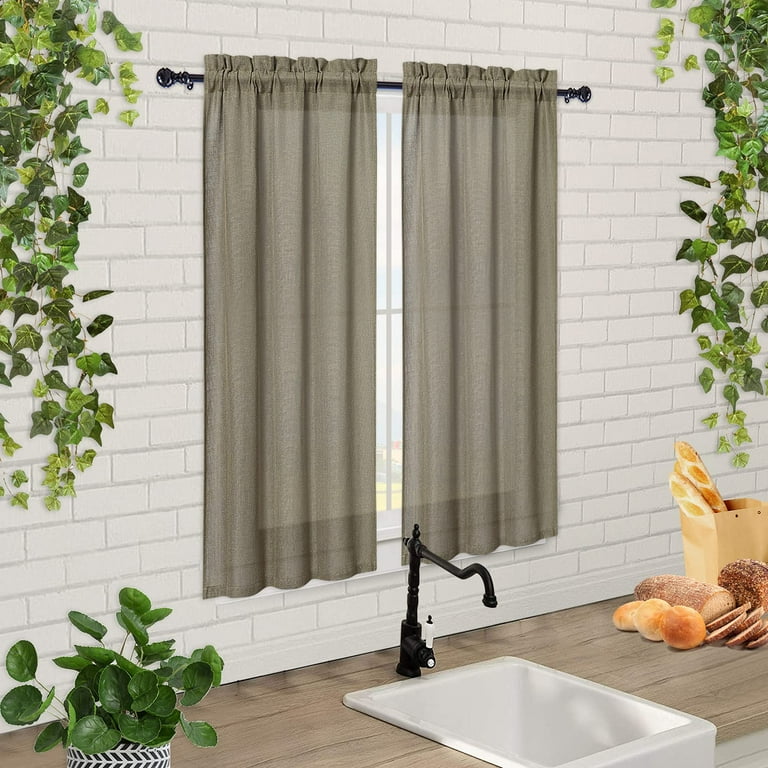 DSstyles Tier Curtains for Living Room Linen Blend Cafe Curtain