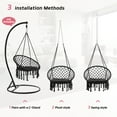 thumbnail image 5 of Swing Seat for Adults, Max Load 330 lb, Hand Woven Knots, Suspended Hammock Seat, Black Boho Hanging Chair, Designed for Gazebo, Relaxation Area, Library Corner, 5 of 7