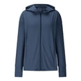 thumbnail image 5 of Guieoi Womens Shirts under $5 Womens Casual Hoodies Spandex Long Sleeve Hooded Lattice Splicing Shirts Zipper Sweatshirts Blue, 5 of 7
