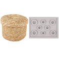 thumbnail image 1 of Bandeja con diseño de pulsera con cuentas flocadas, cesta de almacenamiento tejida de paja de trigo y gris, cesta de almacenamiento (mediana), 1 of 8