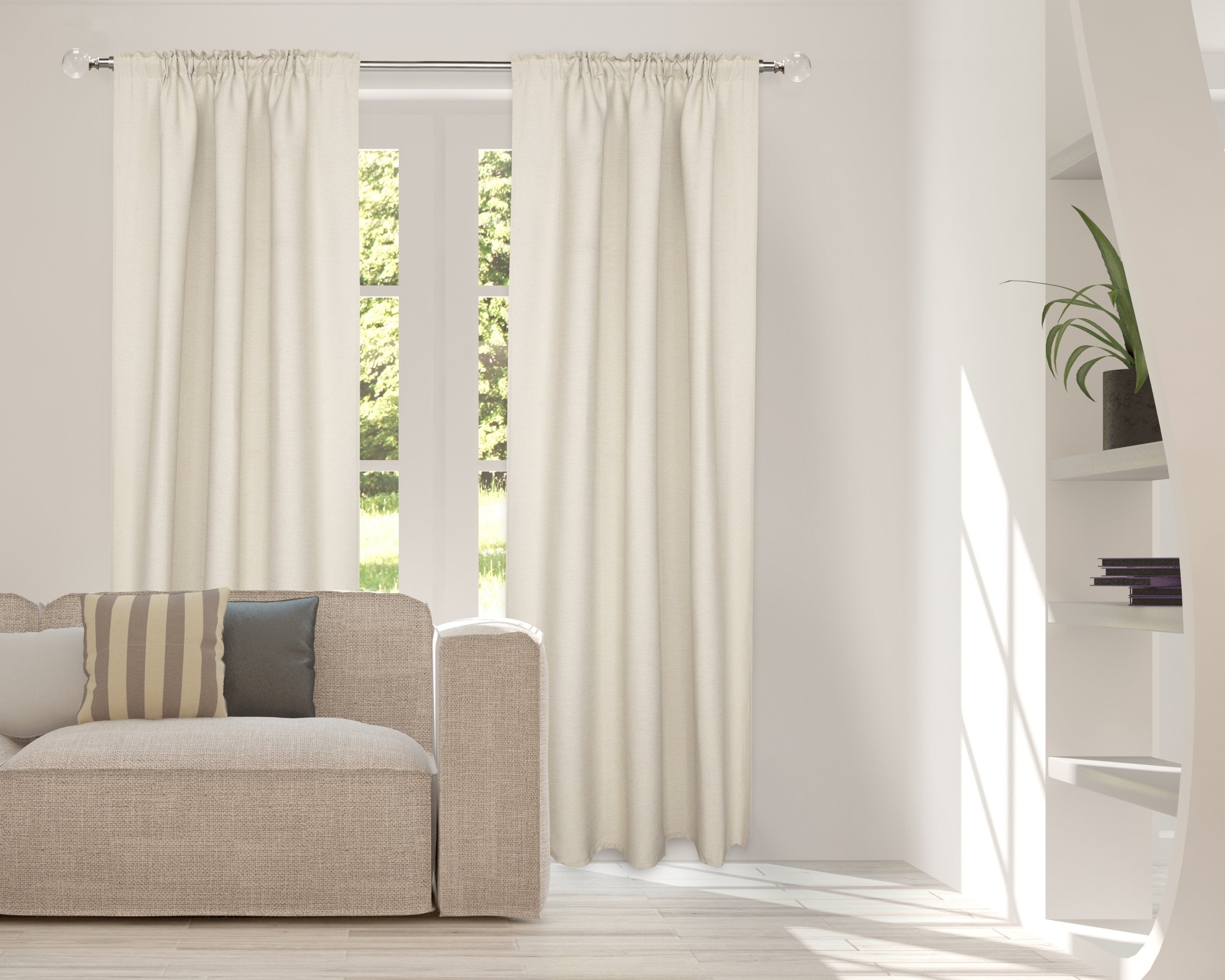 Lumi 3/4" Acrylic Ball Single Curtain Rod Set, Brushed Nickel, 36"-66"