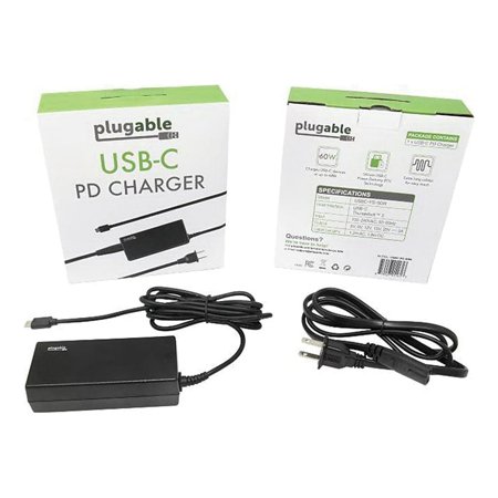 UPC: 0819927011613 | Plugable USBC-PS-60W USB Type C Power Delivery 2.0 AC Adapter Black