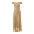 thumbnail image 4 of YMNXA Womens Prom Dress Short Sleeve Sequin Solid Color High Split Floor Length Elegant Low Cut Dresses For Wedding Rose Gold S, 4 of 5