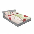 thumbnail image 3 of Ambesonne Flower Fitted Sheet & Pillow Sham Set, Watercolor Poppy, Twin, Green Red, 3 of 3