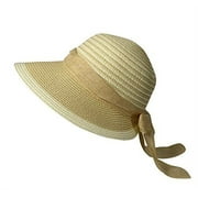 Peach Couture Womens Floppy Bow Knot Asymmetric Wide Brim Straw Sun Hat
