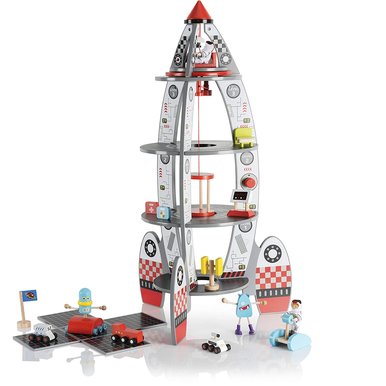 wooden space rocket toy