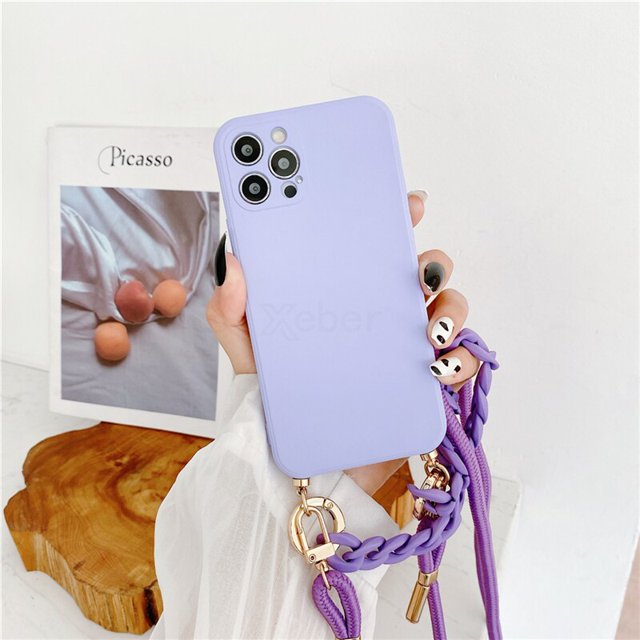 Funda de lujo con cordón para collar y pulsera de ámbar y mármol para iPhone 14 11 12 13 Pro Max X XS XR 6 7 8 Plus SE Mini funda de silicona suave Tan Jianjun unisex