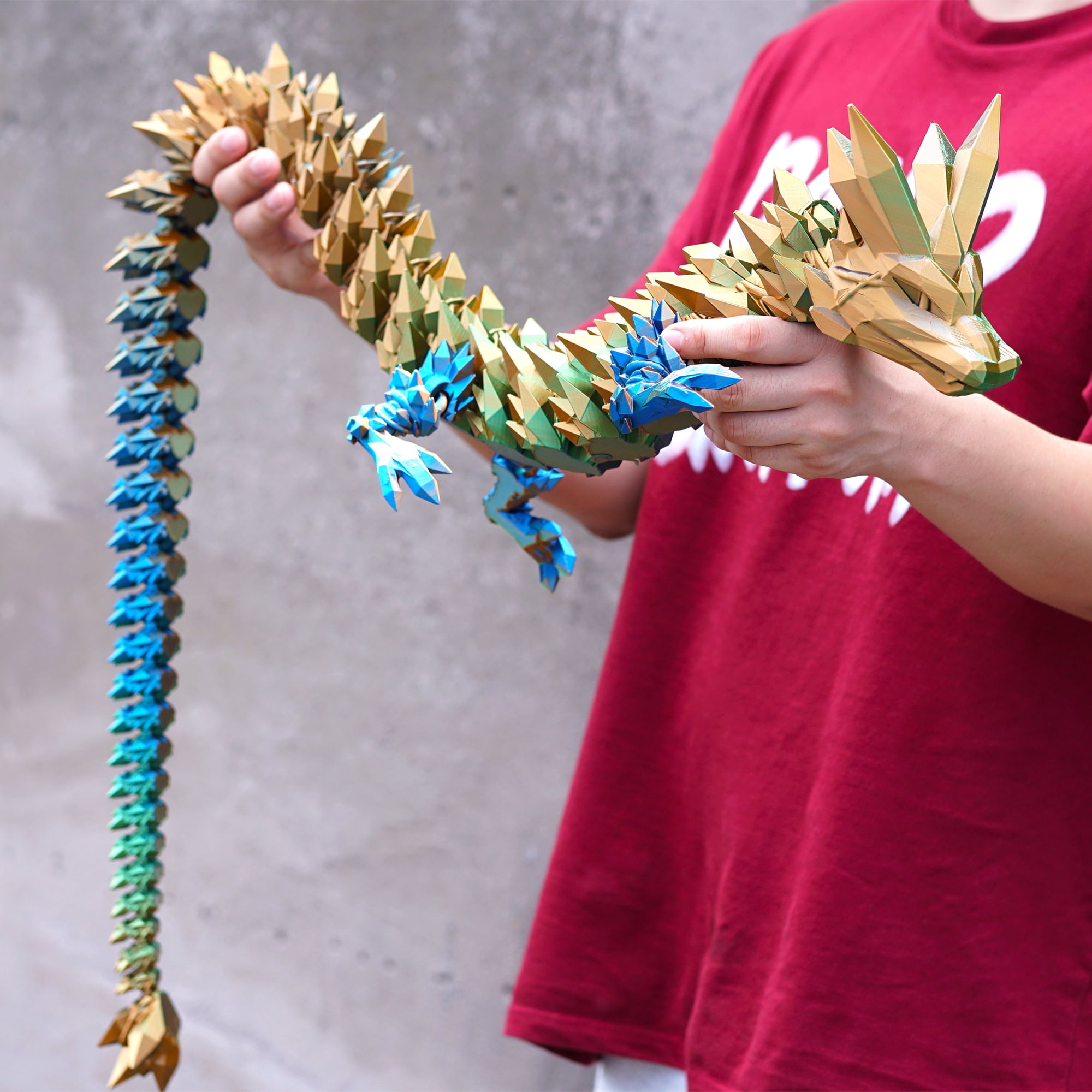 48.82inch 3D Printed Crystal Dragon,Flexible Joint Animal lacertid Figurines,Realistic Eyes, Home Office Decor,Fidget Toy for Adults Teens Boy Festival Gifts