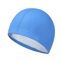 Ikohbadg Swim Cap Spandex Cap, Spandex Swim Cap with Protective Layer, Flexible Nylon Spandex Fabric Cotton PU Fiber Swimming Bathing Cap Hat for Men Women Kids Adults, Blue