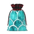thumbnail image 3 of Color Matching Linen Bundle Mouth Gift Bag Can Be Used For Daily Small Items Turquoise Moroccan Trellis Hand-Drawn Sketch_2 Medium, 3 of 8
