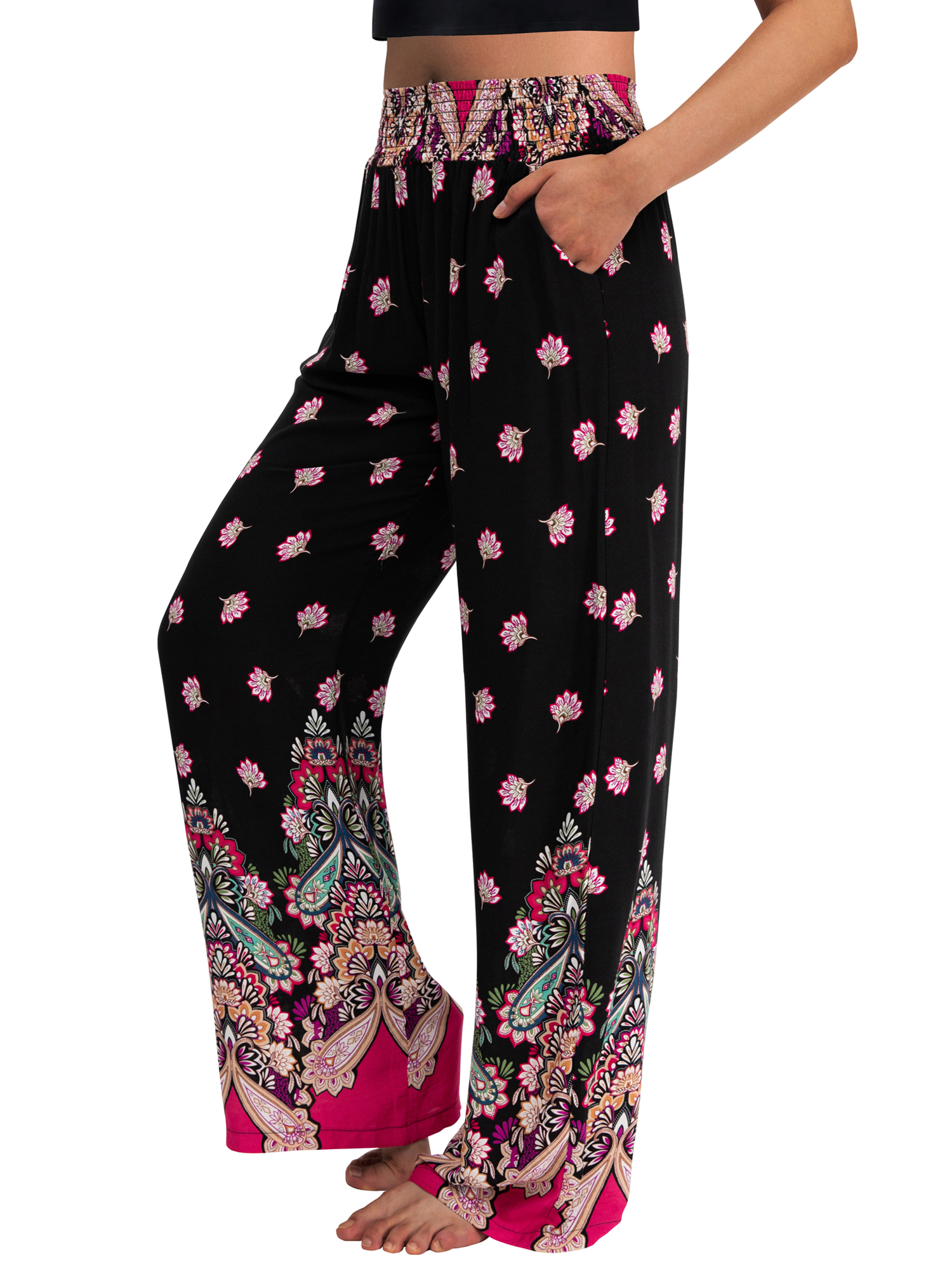 ALWAYS Palazzo Pants - Pantaloni Donna A Gamba Larga, Vita Alta, Tessuto Morbido, Grigio/Carbone, Taglia L