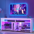 thumbnail image 4 of Bestier 63" Tall TV Stand with LED Lights, Entertainment Center for TV up to 70 inch, TV Console with Storage & Adjustable Shelves in White Carbon Fiber, 4 of 9