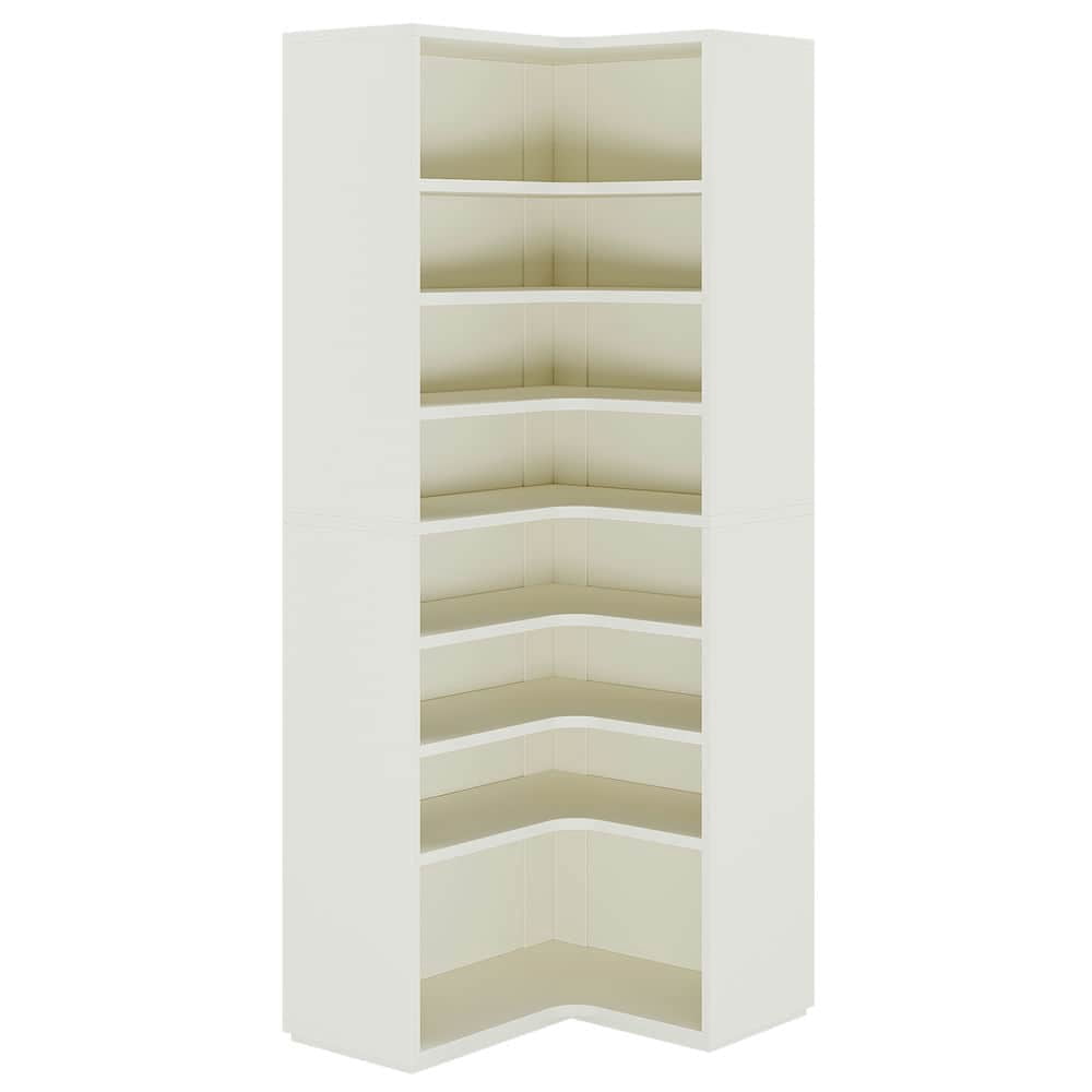 Spaco 9-Tier Shoe Cabinet, 24-32 Pairs Freestanding Shoe Rack Shoe Organizer, Sleek and Modern Shoe Cabinet for Indoor as Home, Office, White