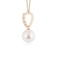 thumbnail image 2 of ANGARA Japanese Akoya Cultured Pearl Pendant with Diamonds in 14K Rose Gold for Women | June Birthstone, Birthday, Anniversary, Jewelry Gift for Women | Pearl Necklace, 2 of 8