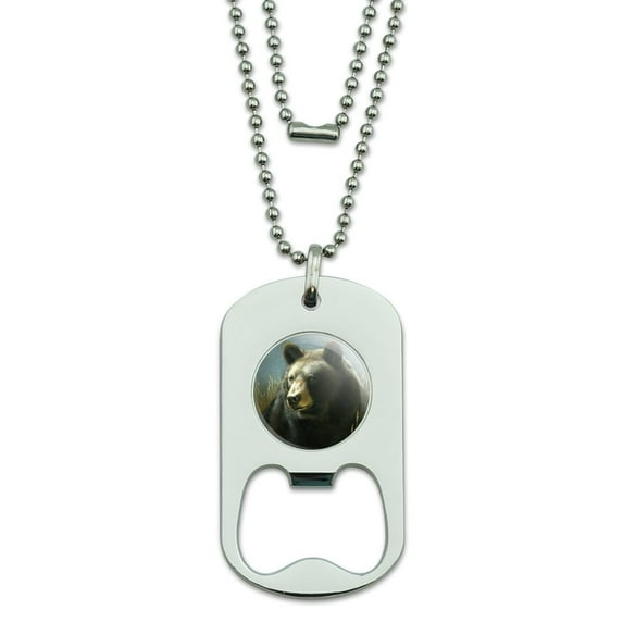 Black Bear Big Game Hunting Military Dog Tag Bottle Opener Pendant