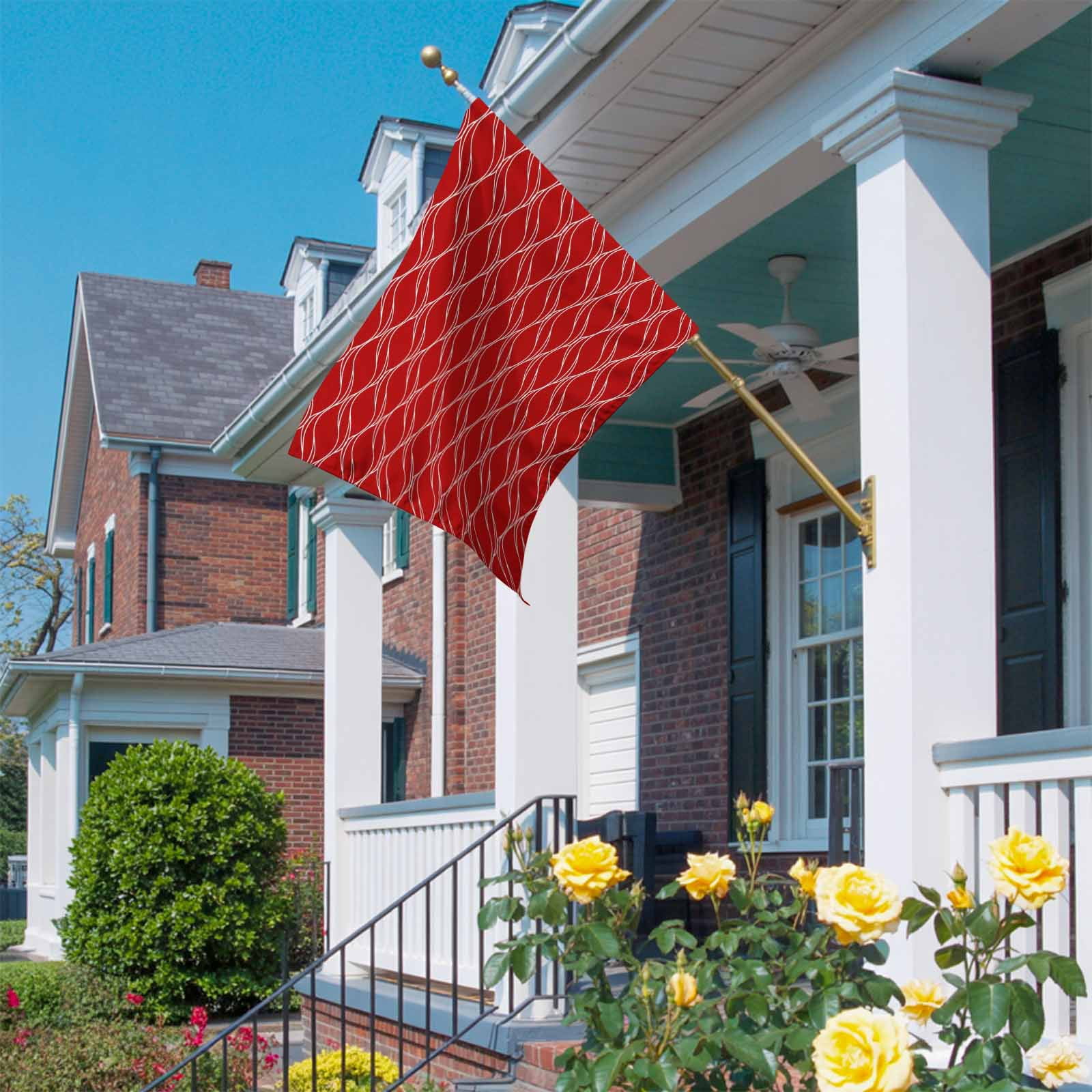 Red Stripes Lines House Flag 28 x 40 Inches, Abstract Waves Striped Classic Weather Proof Outdoor Patio Flags Double Sided Small House Decoration for Yard Lawn Outside Home