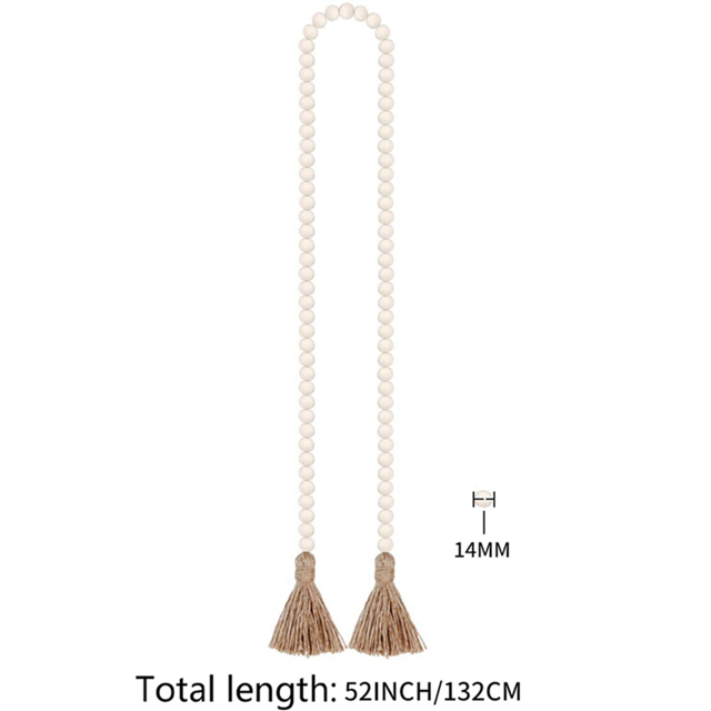 2X Wood Bead Garland with Tassels,Farmhouse Beads Rustic Country Decor Prayer Boho Beads Wood Color