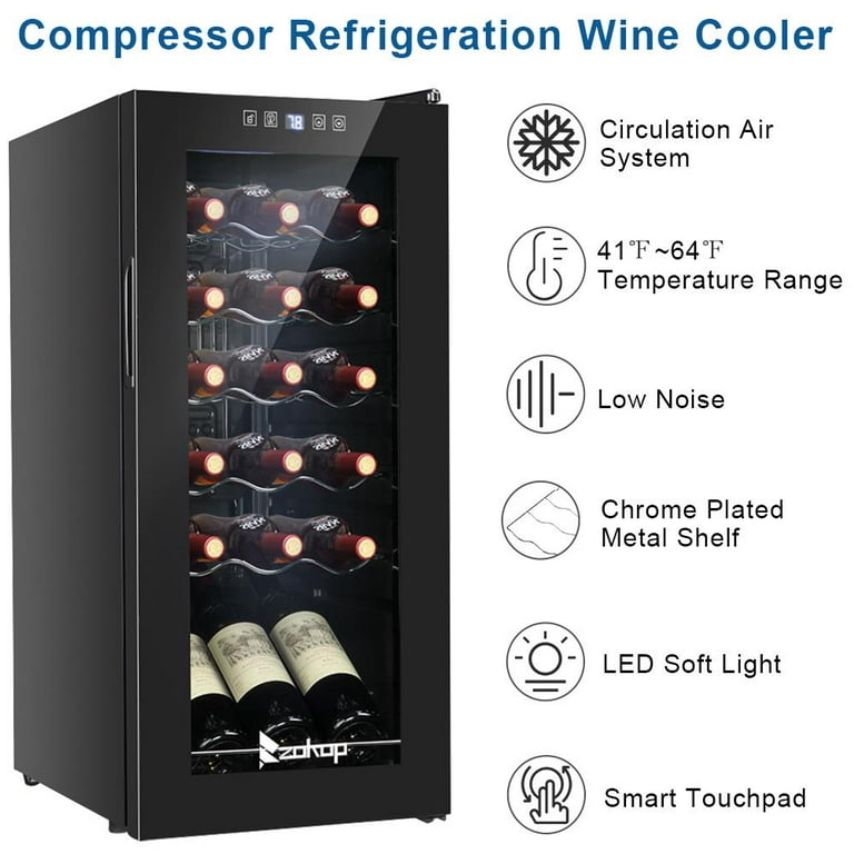 Zimtown 1.8Cu.Ft 18Bottle Compressor Wine Cooler Refrigerator Freestanding  Compact Mini Wine Fridge