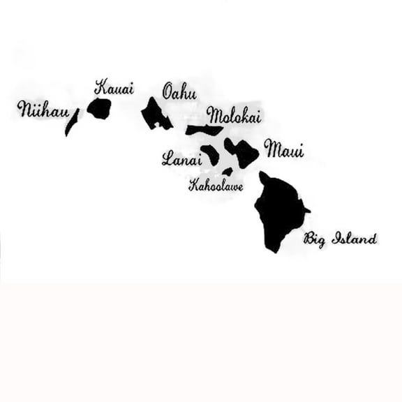 Classic Wall Sticker Hawaiian Islands Hawaii PVC Decal Sticker Hawaii Map Decal Stickers for Car and Wall 95X60Cm Art Wallpaper