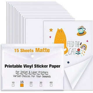 JOYEZA Premium Printable Vinyl Sticker Paper for Inkjet Printer - 25 Sheets  Matte White Waterproof, Dries Quickly Vivid Colors, Holds Ink well- Tear