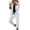 White, variant on comerut 2 Pcs/Set Women Blazer Pants Set Solid Color Turn-down Collar Anti-wrinkle Formal Loose Warm Elastic Waist Pockets Coat Pants Suit for Work