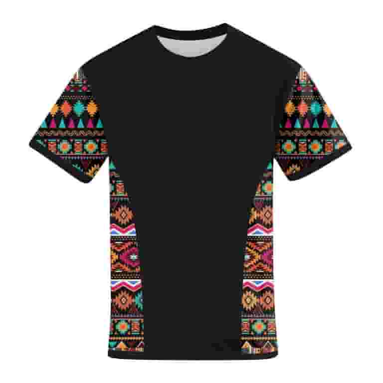 【SATIIIZ】Betts Pigment Short-sleeved T-shirt SnnmBlm Men's Aztec Graphic T-Shirt Summer Vintage Short