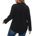 thumbnail image 5 of WellSize Plus Size Blouse for Women Dressy Pleated Tunic Tops Roll Up 3/4 Sleeve Shirts, 5 of 8