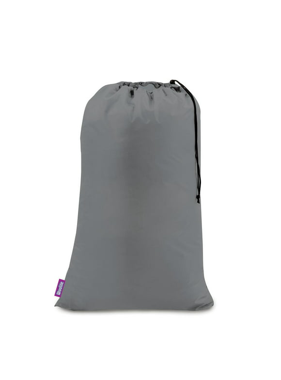 Woolite Sanitized Large Drawstring Laundry Bag, Holds 2 Loads of Laundry, 28" x 38", Grey