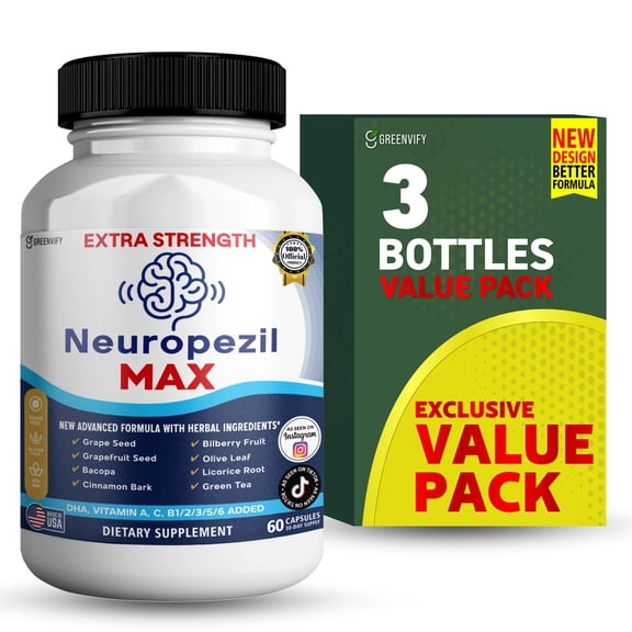 GreenVify Neuropezil Max Brain Support Supplement Capsules, Memory & Focus Formula