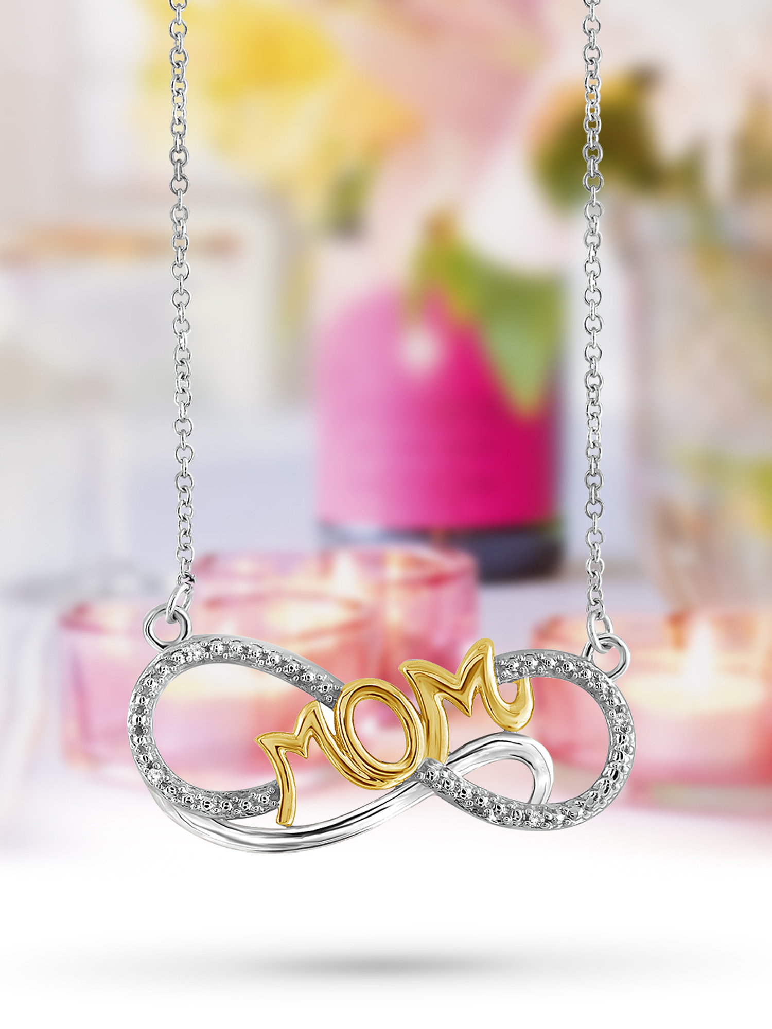 JewelersClub Mom Necklace Sterling Silver Infinity Necklace – Stunning Diamond Necklaces for Women – Expertly Crafted Two Toned Sterling Silver Necklace + Chain – Perfect for Mothers Day Gifts