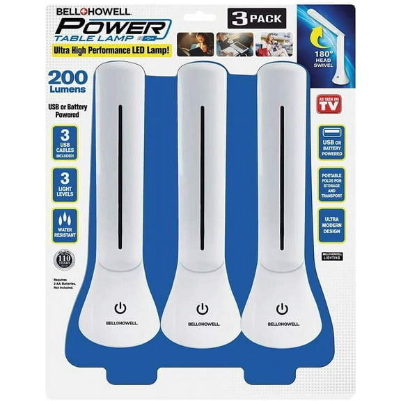 3 Pcs Power Table Lamp USB Desk Lamp Folding Portable Desk Lamp 3 Brightness Settings As Seen On TV