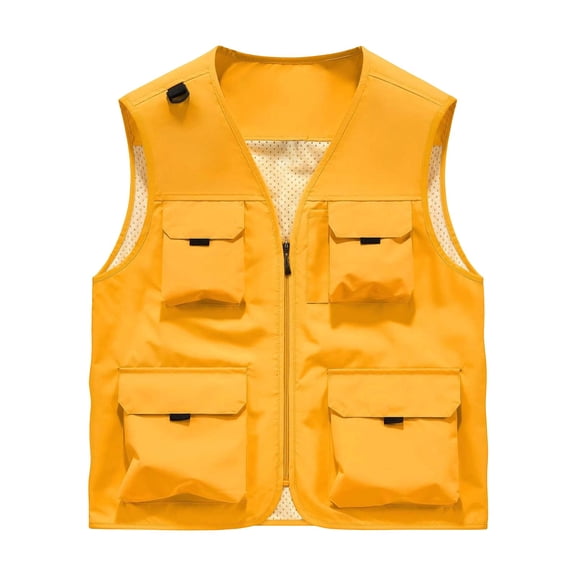 SHTXOZHI Mens Plus Size Outerwear Vests Sleeveless Breathable Cargo Jackets Casual Work Hiking Tops with Multi-Pockets