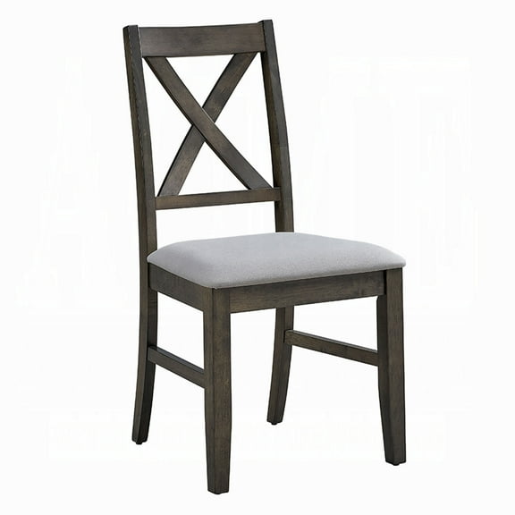 Gray Finish Dining Side Chairs 2pc Set Padded Seat Cushion Wooden Kitchen Furniture X-Back