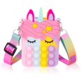thumbnail image 1 of Bolso de hombro elástico de unicornio para niñas (rosa), bolso bandolera de burbujas con forma de canica de silicona elástica y sensible, alivio de la ansiedad para niños, niñas y mujeres, 1 of 5