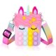 thumbnail image 1 of Bolso elástico de unicornio para niñas (color), juguete sensible al estiramiento de silicona, bolso de mármol, bolso de hombro con burbujas, alivio de la ansiedad para niños, niñas y mujeres, 1 of 5