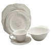 American Atelier, Round, White Baroque Earthenware Dinnerware Set, 20-Piece