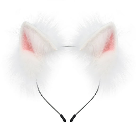 Handmade Animal Cat Ears Headband Furry Wolf Hairhoop Headwear for Parties and Events