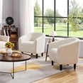 thumbnail image 3 of Yaheetech Fauteuil Tonneau d'Appoint Club Rembourré en Bouclé pour Salon, Ivoire, 3 of 7