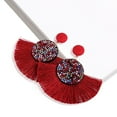 thumbnail image 6 of Jiaroswwei Bohemia Women Fan Shape Tassel Rhinestone Inlaid Ear Stud Earrings Jewelry Gift, 6 of 8